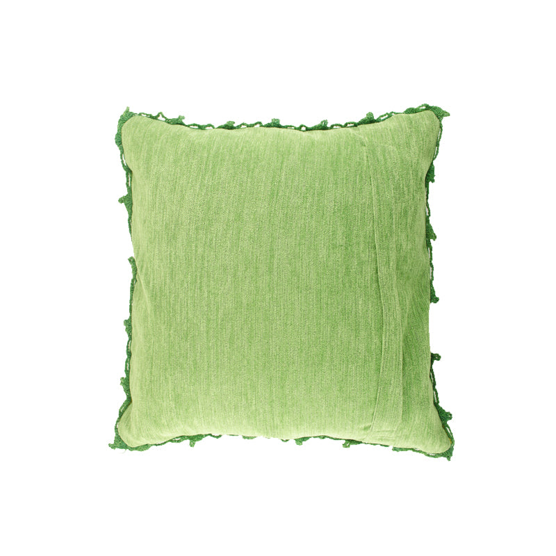 Green Alpaca Embroidered Pillow