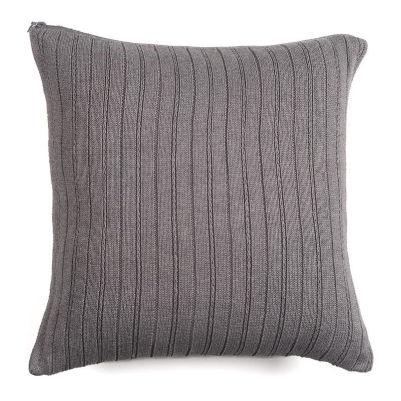 Hand Knitted Alpaca Pillow- GREY