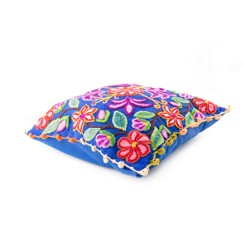 Blue Embroidered Alpaca Pillow