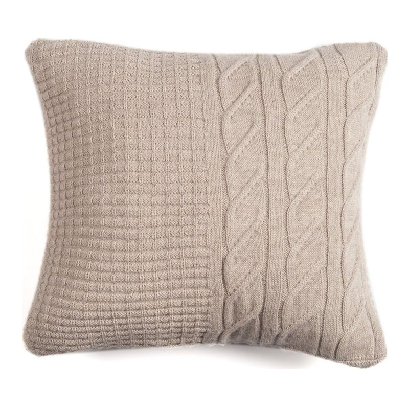Hand Knitted Alpaca Pillow- CREAM